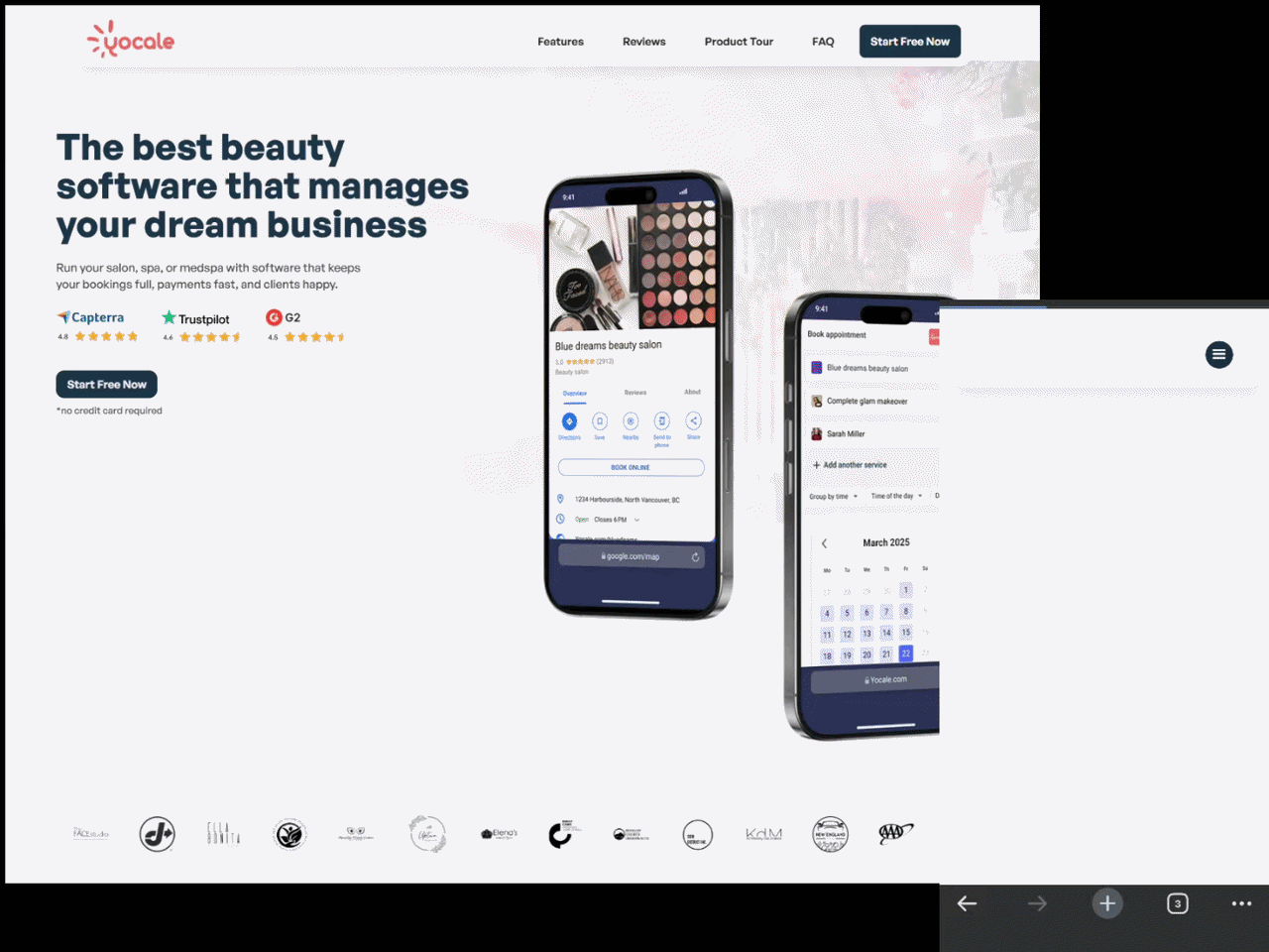 Animated walkthrough of Yocale landing page designs