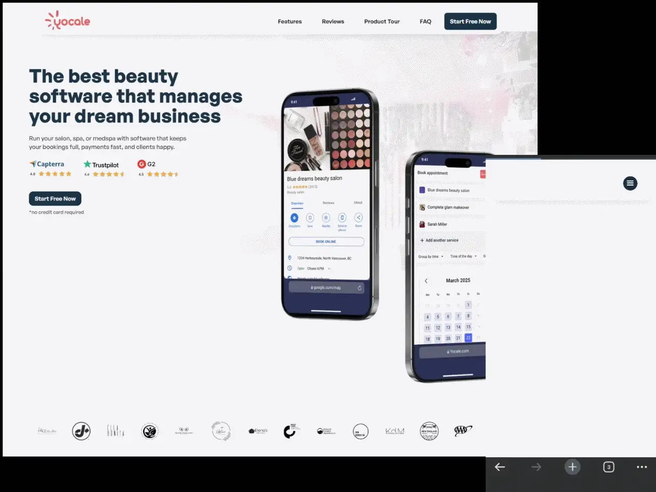 Animated walkthrough of Yocale landing page designs