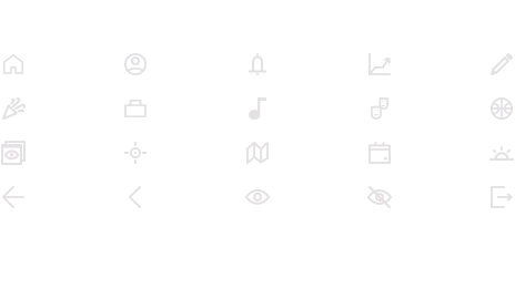 Grid of outlined UI icons used across Crowd Ease for navigation, profile, notifications, and more