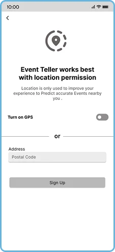 Location permission screen asking the user to enable GPS or enter a postal code