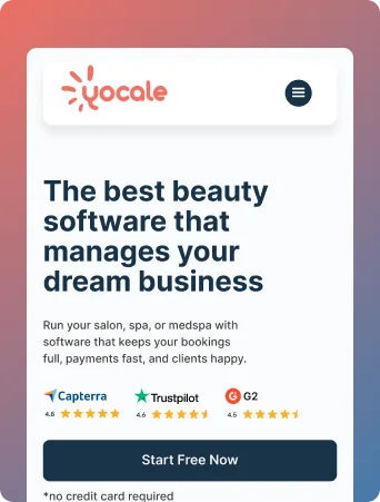 Yocale landing page header for the beauty industry