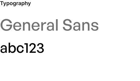 Yocale typography: General Sans typeface shown in regular weight for headings and bold weight for the 'abc123' sample