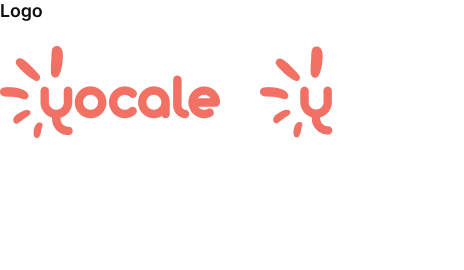 Yocale logo wordmark and icon mark in coral with a starburst accent